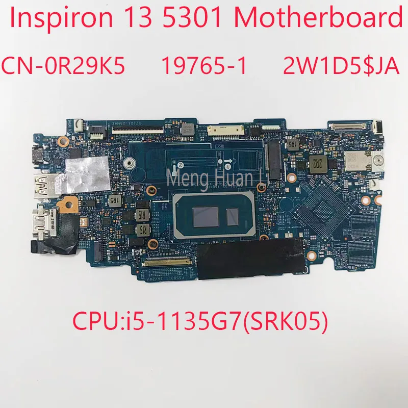 

0R29K5 5301 материнская плата CN-0R29K5 19765-1 2W1D5 для ноутбука Dell Inspiron 13 5301, центральный процессор ноутбука: Φ (SRK05) UMA 100% Test OK