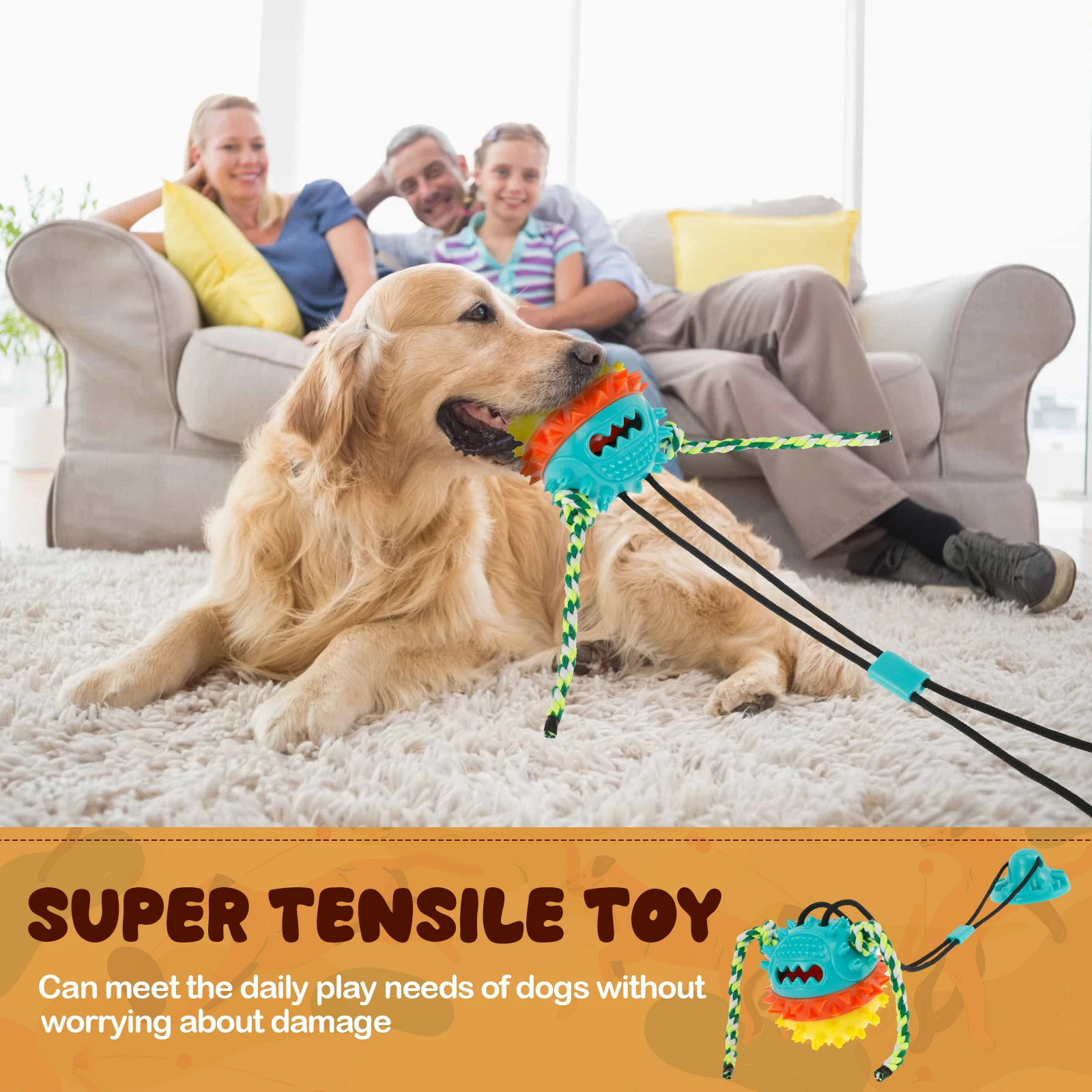 Dog Suction Cup Tug Toy TPR Dog Chew Toy with Sound & Food Leakage Tough Wear-resistant Sucker Ball Dog Toy for Dog Teeth Clean