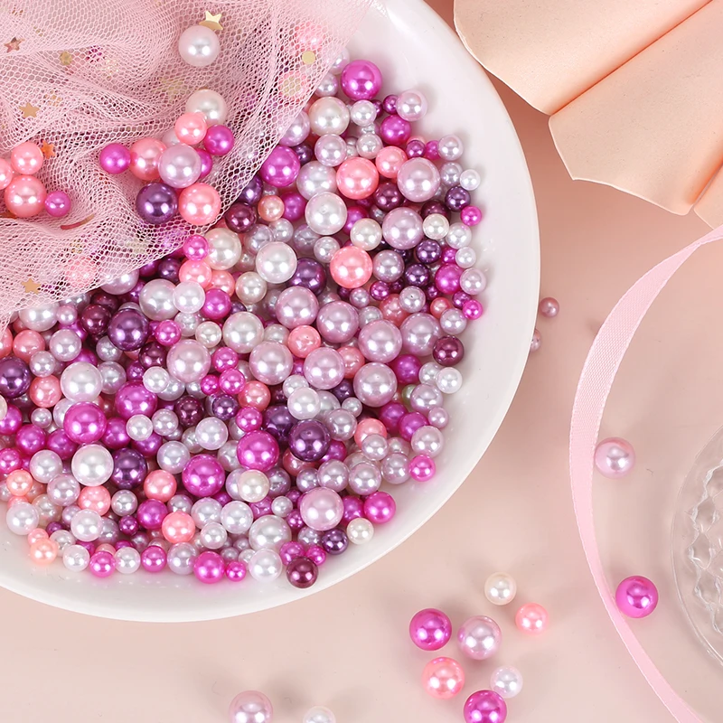 QIAO Mix Size Garment Beads Round Pearls Glitter Colorful Dresses Decorations Accessories Resin Pearl Beads DIY Jewelry Making