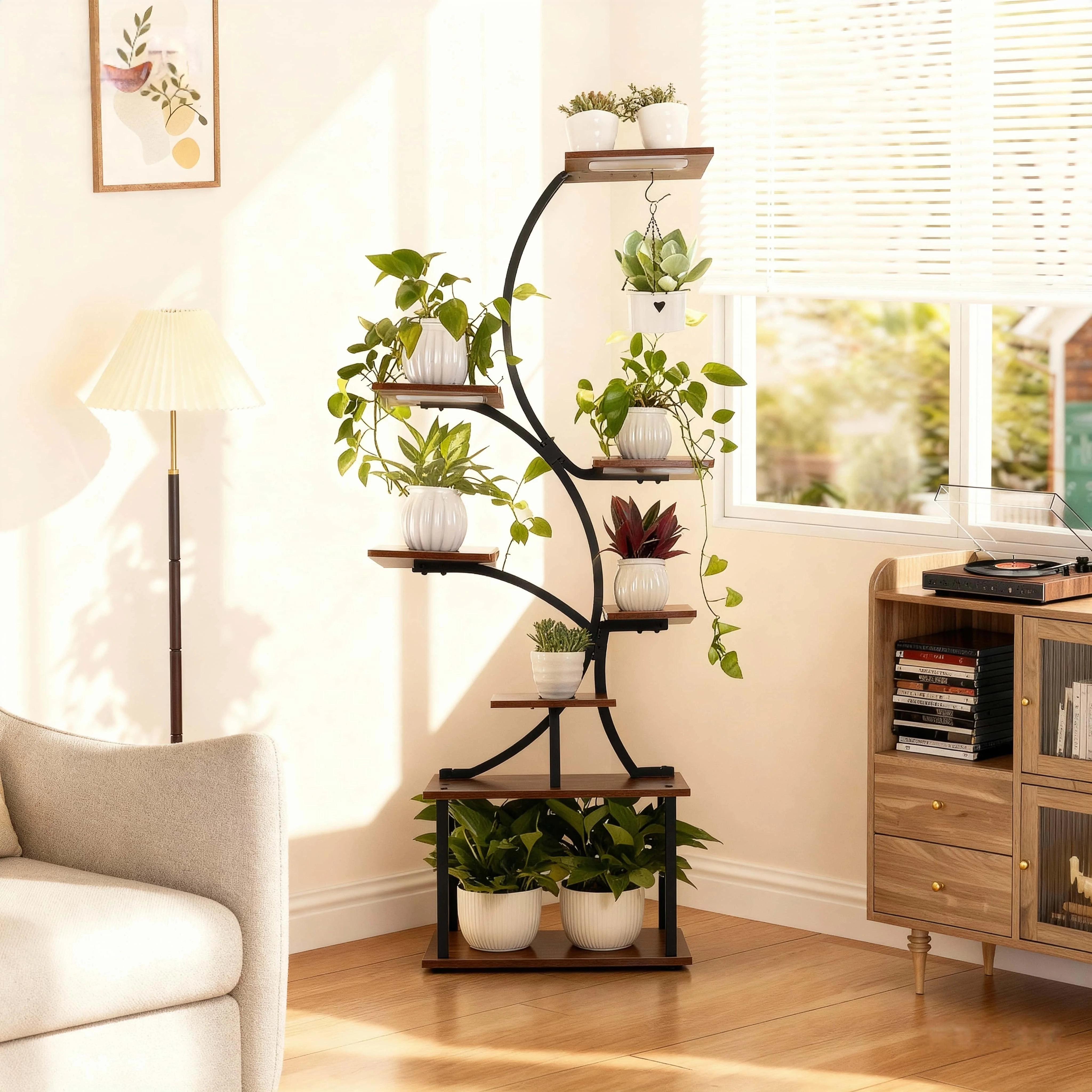 Indoor Plant Stand Premium 8-Tier Multi-Functional Grow Light Rack — Irregular Display for Patio Living Room Bedroom Gift