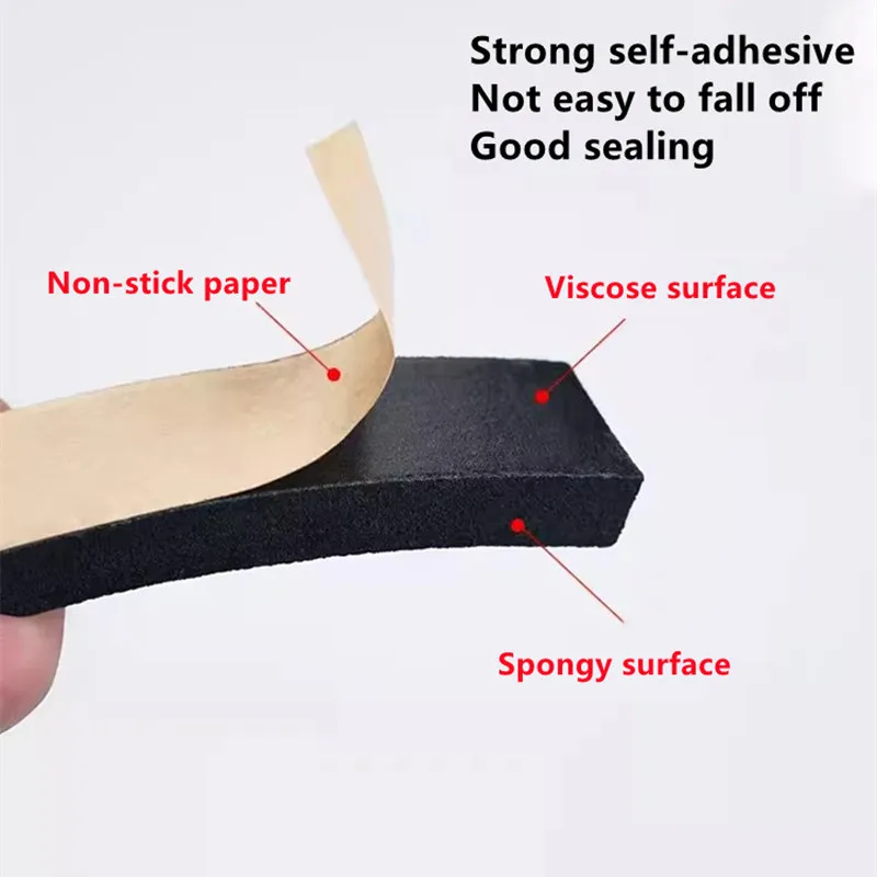 Self Adhesive Sponge Seal Strip Thicken EPDM Rubber Single Sided Adhesive Soundproof Foam Anti-collision Seal Gasket Door Seal Strip Sealing Strip Tape Window Seal Strip Sealing Tape Rubber Seal Strip Sealing Strip
