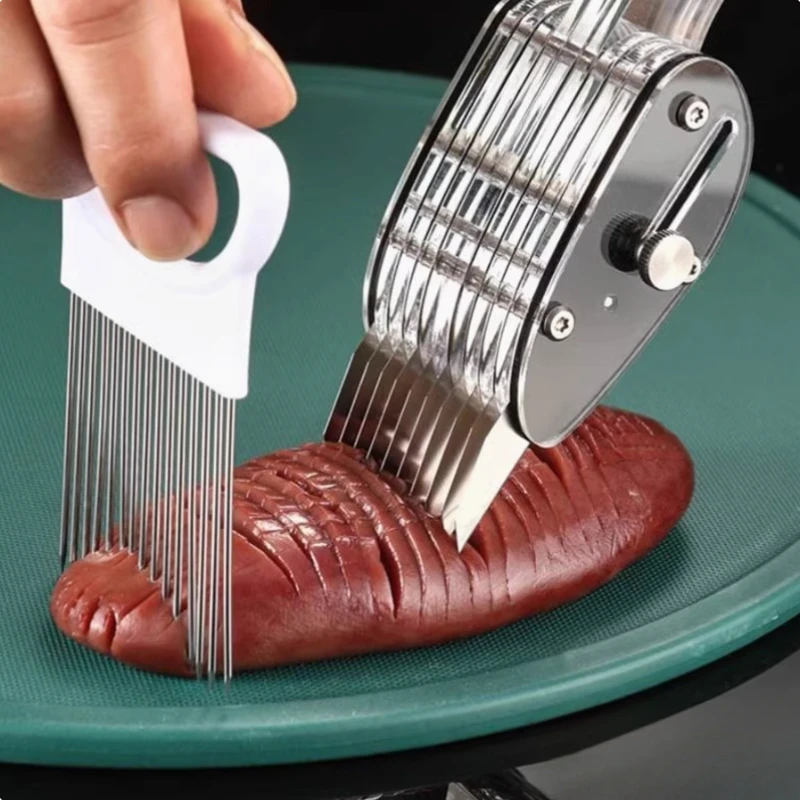 Stainless steel squid cutting knife expandable carving tool with brush onion chicken visceral knife multifunctional kitchen work