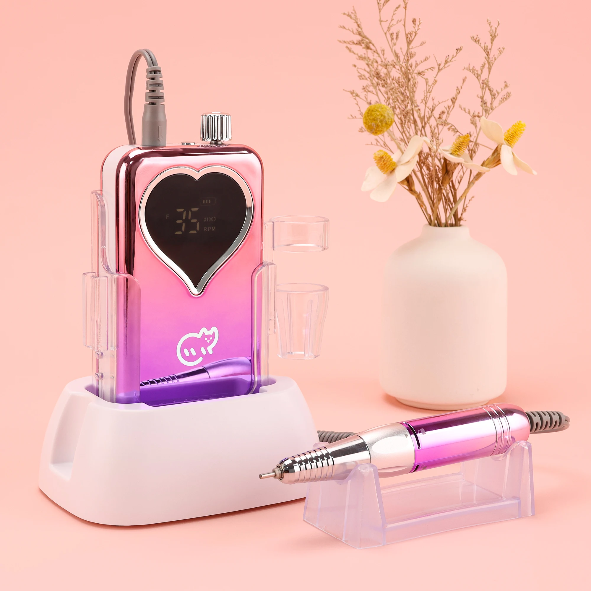 전문가용 무선 네일 드릴 휴대용 전동 파일 저열 35000 RPM 네일 살롱용