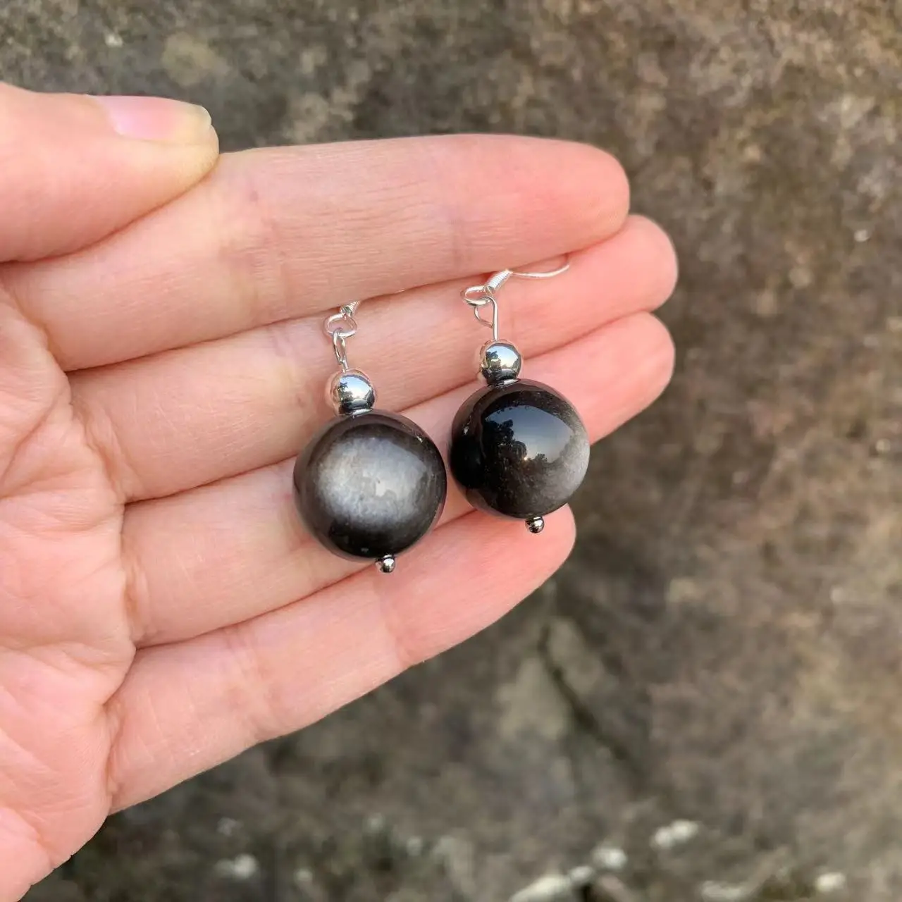 Natural Obsidian Earrings Silver 925 Hanging Earrings Original Gemstone Women High Quality Jewelry Design Handmade