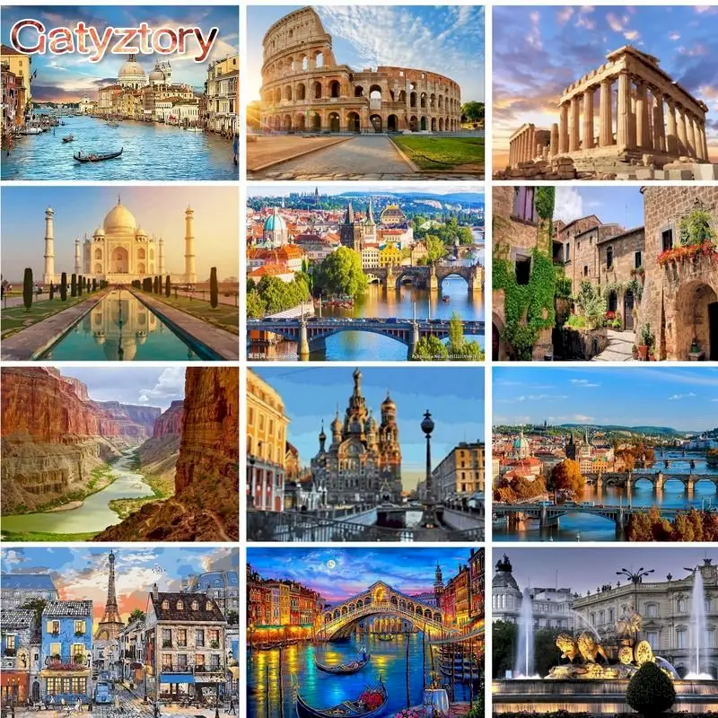 

GATYZTORY 40x50cm Pictures By Numbers City Landscape Painting By Numbers On Canvas Diy Home Decoration Gift