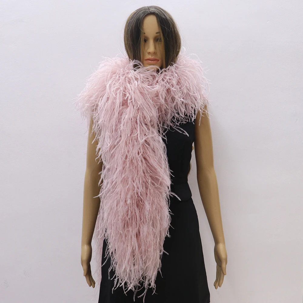 25ply Big Boa Fluffy Ostrich Feather boa Scarf 2 Meters Wedding Party  Clothing Sewing Decoration Tops Customized Multicolor