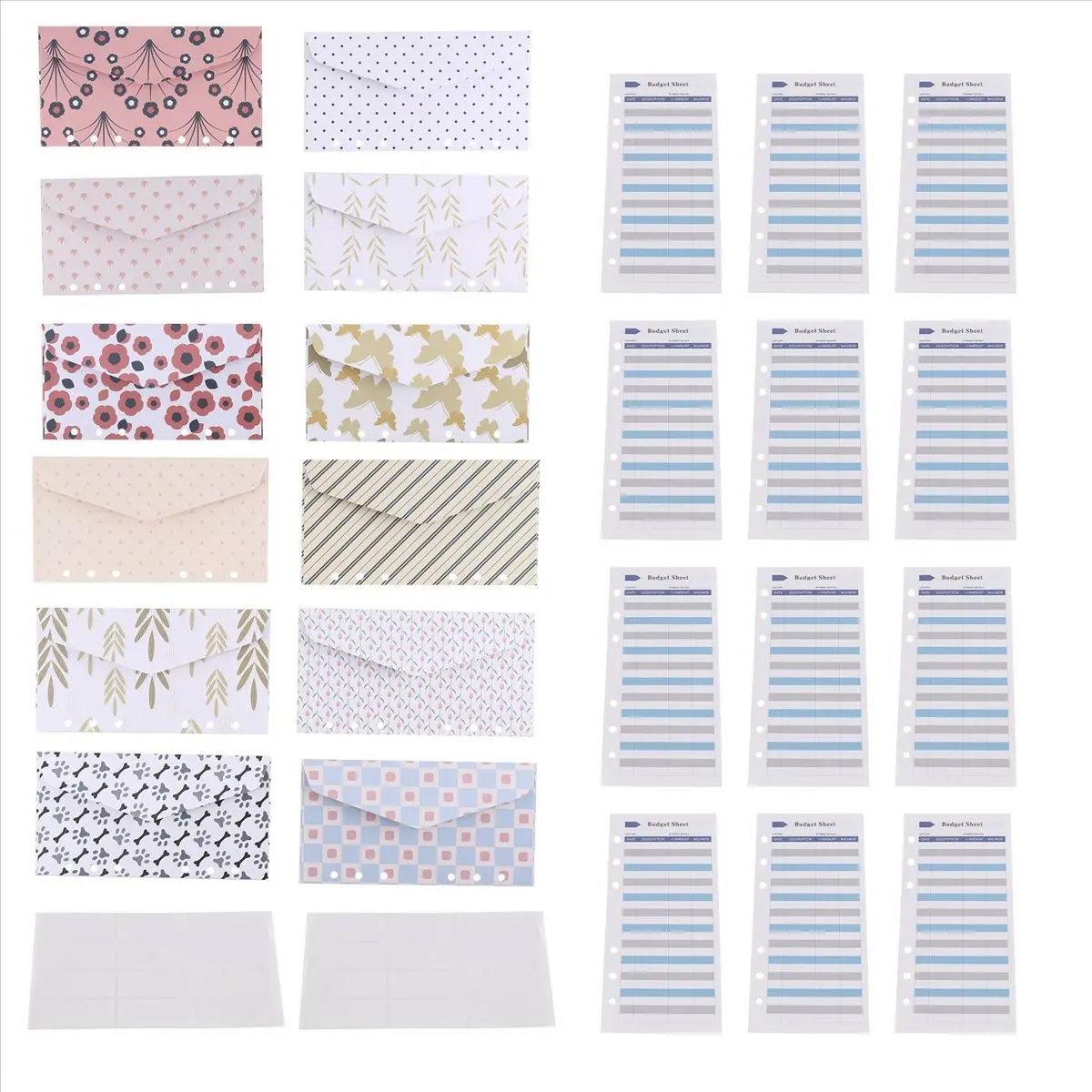 T64C 현금 시스템용 현금 예산 봉투, 현금 예산 관리를 위한 12개의 현금 봉투와 12개의 비용 추적 예산 시트 C