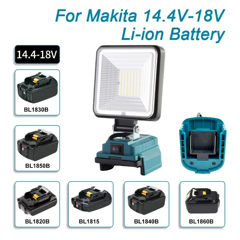 마키타 18V 리튬이온 배터리용 4인치 무선 LED 라이트 비상용 야외 손전등 (USB&타입-C 충전 포트 포함) 플러드 라이트