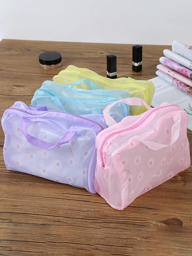1Pc custodia di bellezza con cerniera impermeabile borse da toilette da viaggio borsa per cosmetici borsa per trucco trasparente per donna ragazza - immagine 6