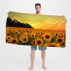 3D Printing Sunflower Microfiber Blanket Quick Drying Beach Towels Oversized Printing Super Absorbent Pool Towel Blanket 4