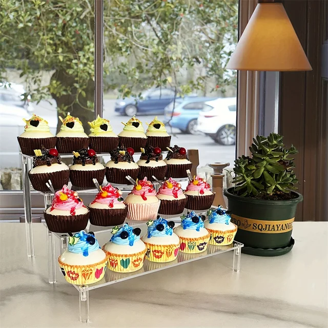 1pc Multi-Layer Acrylic Display Stand Clear Cake Display Rack Transparent Trapezoidal Storage Shelf Perfect For Dessert Cupcake 6
