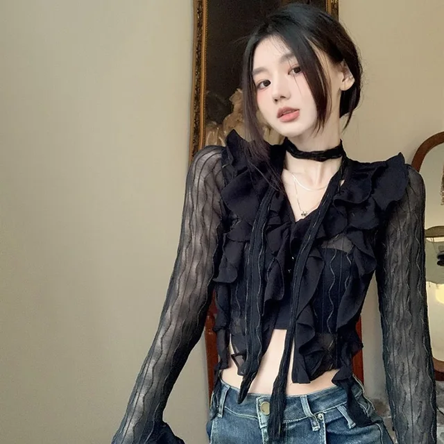 여성 여름 가디건 크롭