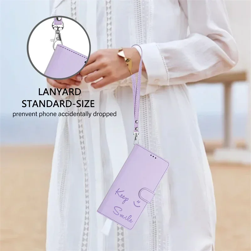 Luxurious Anti-Theft Leather Case with Smile Pattern Flip Shell
