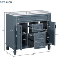 36” Bathroom Vanity with Sink, Single Sink Vanity Cabinet Set with 36” Countertop & Integrated Sinks, 2 Doors & 2 Drawers 2