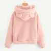 Women's Pullover Long Sleeve Fleece Sweatshirt Warm Bear Shape Fuzzy Hoodie Sweater Pullover 5