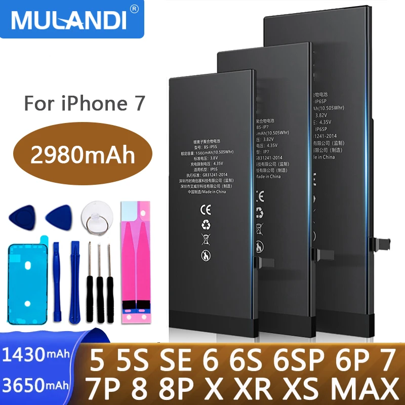 2022 High capacity phone Battery For Apple 6 7 8 + 10 Plus X Xr Xs Max 11 12 Pro Replacement Bateria iphone batteries |