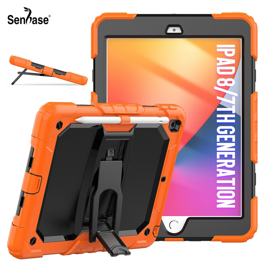 For iPad 9 Case A2602 A2604 A2603 7 8 7th 8th 9th Generation 10.2 inch  Rotary Stand Shockproof Cover with Pen Holder Hand Strap - AliExpress