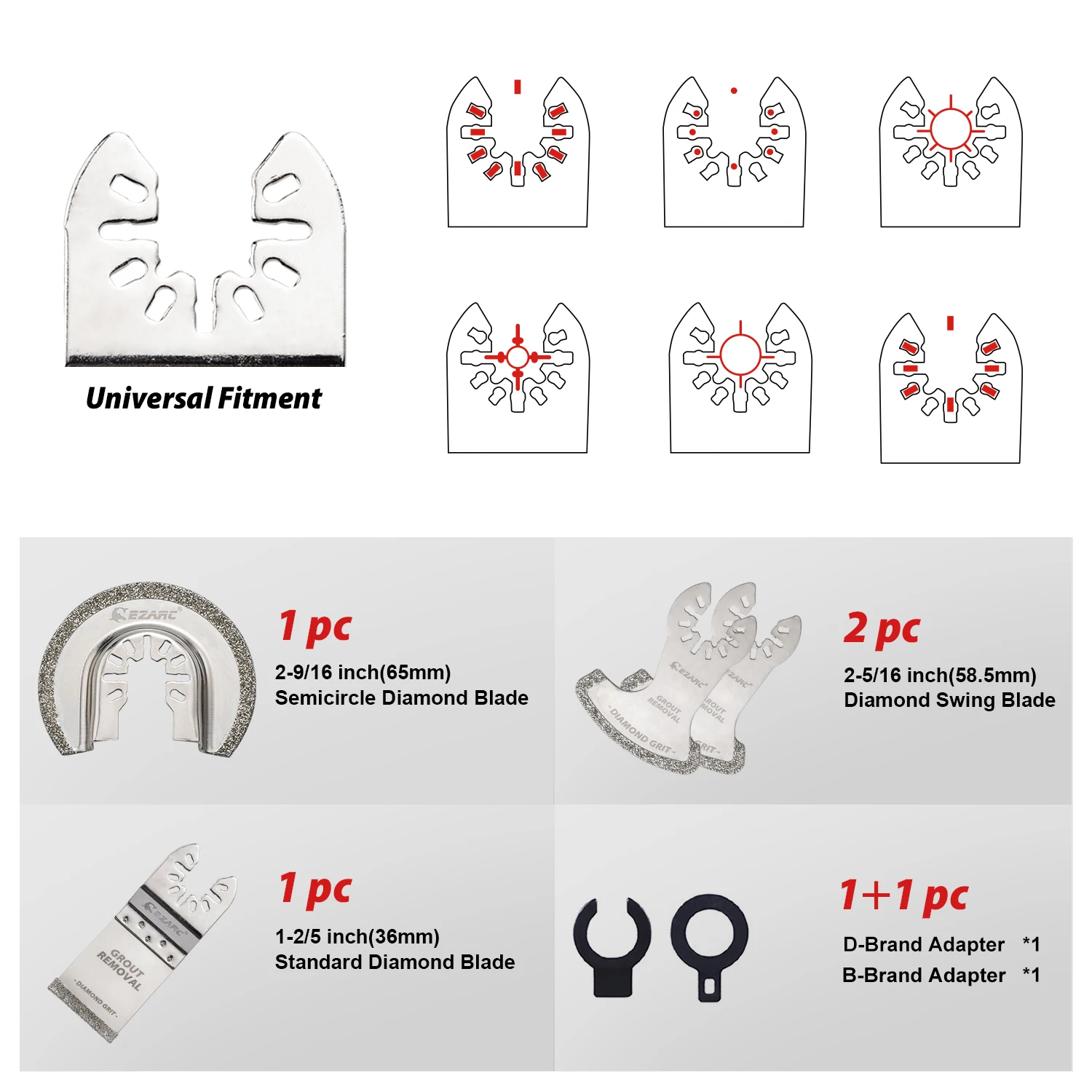 EZARC Diamond Oscillating Tool Blade Set for Mortar Grout Removal and