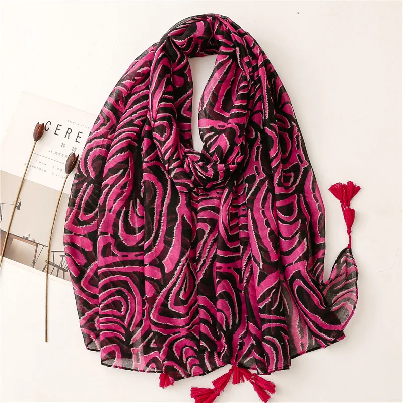 New Printed Soft Linen Cotton Scarf Shawls Women Autumn Winter Warm