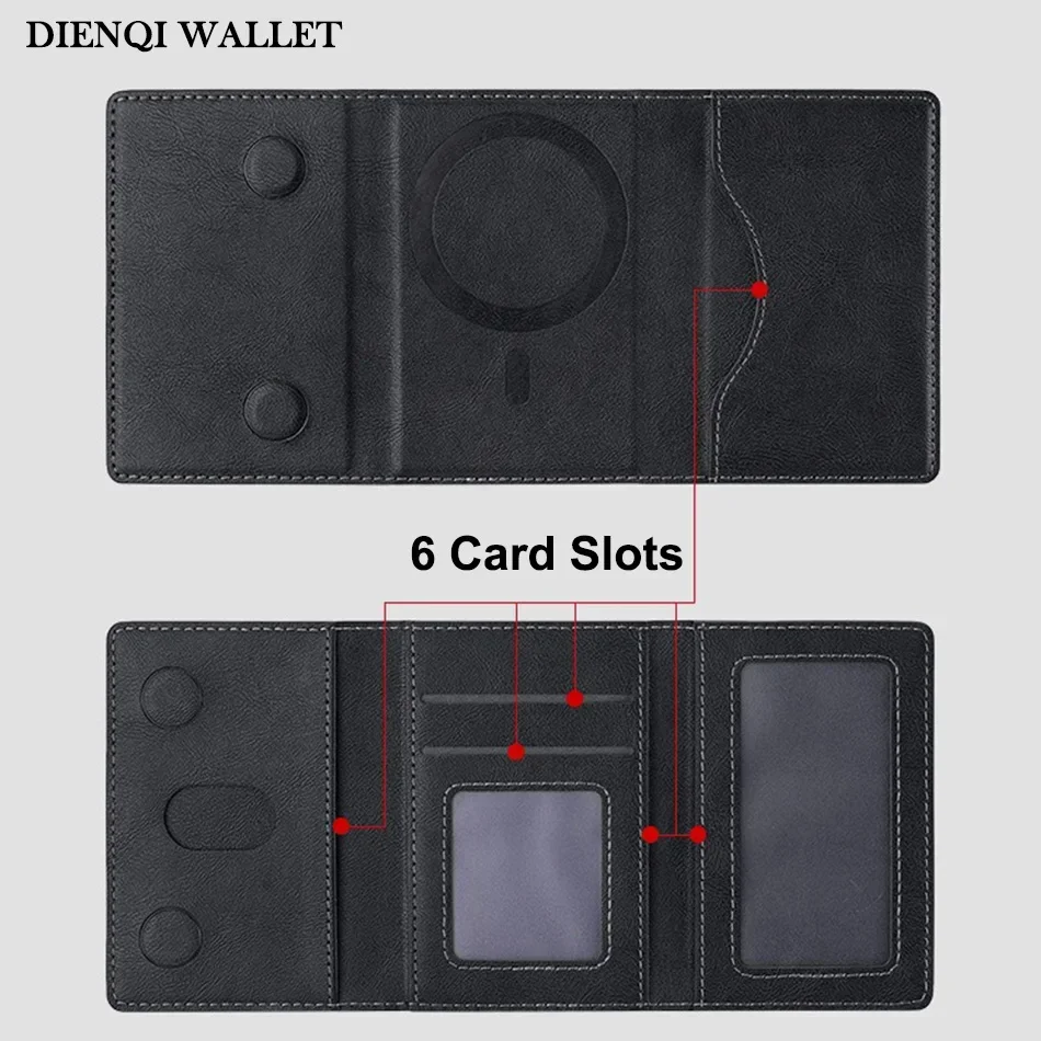 Portafoglio Magnetico a Tre Pieghe in Pelle PU, Porta Carte Magnetico per iPhone 16 15 12 13 14 Pro Max Plus Mini - immagine 6