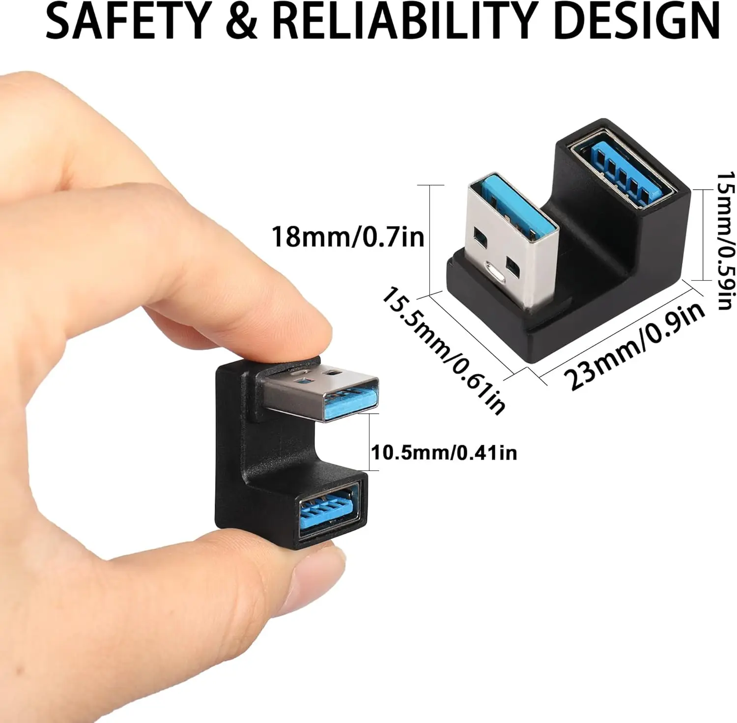 10Gbps USB 3.1 남성-여성 어댑터, U자형 USB 연장 커넥터, USB 3.0/2.0 장치와 호환 가능