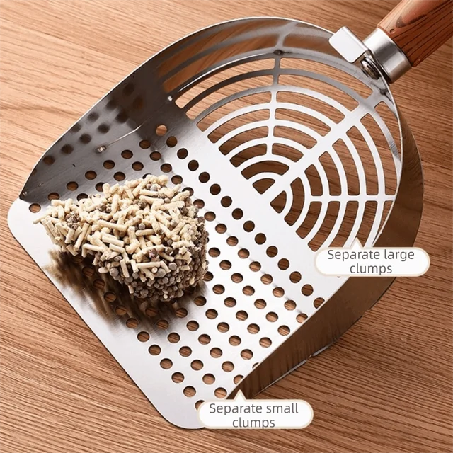 Stainless Steel Cat Litter Scoop Deep Shovel Sturdy Mesh Pet Waste Shovel Long Handle Comfortable Grip Cat Poop Sifting Tool 4