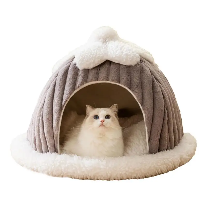 

Cat Cave Kennel Semi-Enclosed Dog Bed Plush Comfortable Cat Hideaway Dog House Cat Bed Cave Thickened Cat Bed Cave for pet