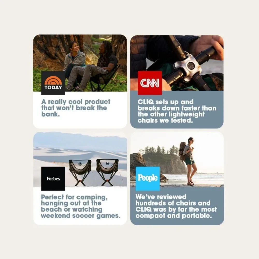 NEW-Portable Chair Version 1.0 - Lightweight Folding Chair for Camping Supports 300 Lbs  Perfect for Outdoor Adventures  Black