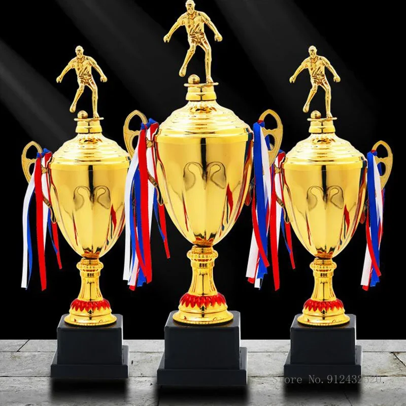 Customizable Trophies Champions, Commercial Covered Metal Trophy, Football Medal, Annual Meeting Souvenir Cup, Plastic base, 1Pc