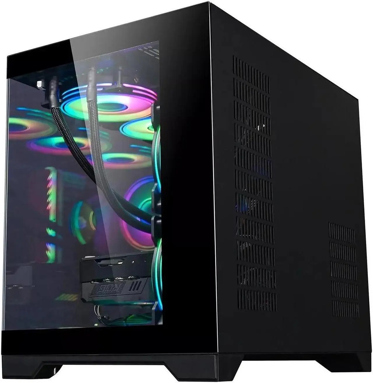 Matx motherboard computer chassis 360 water-cooled sea view room chassis((no fan ,pc case only )