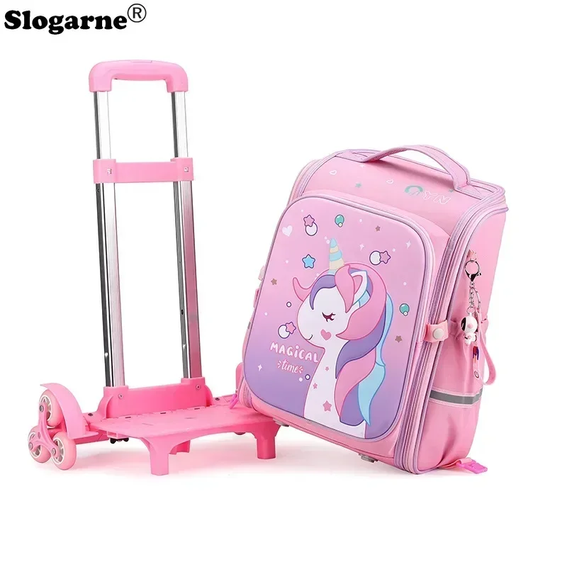 Children School Bags Girls Boys Rolling Backpack Bags Girl School Trolley Bag Wheeled Backpacks Kids School Luggage with Wheels 5