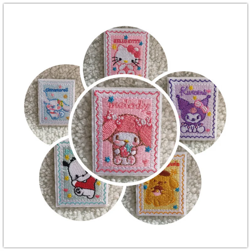 

Sanrio My Melody Kt Cat Kuromi мультяшная одежда термоклейкие вышитые нашивки Сделай Сам одежда штаны плавкий патч Kawaii патч