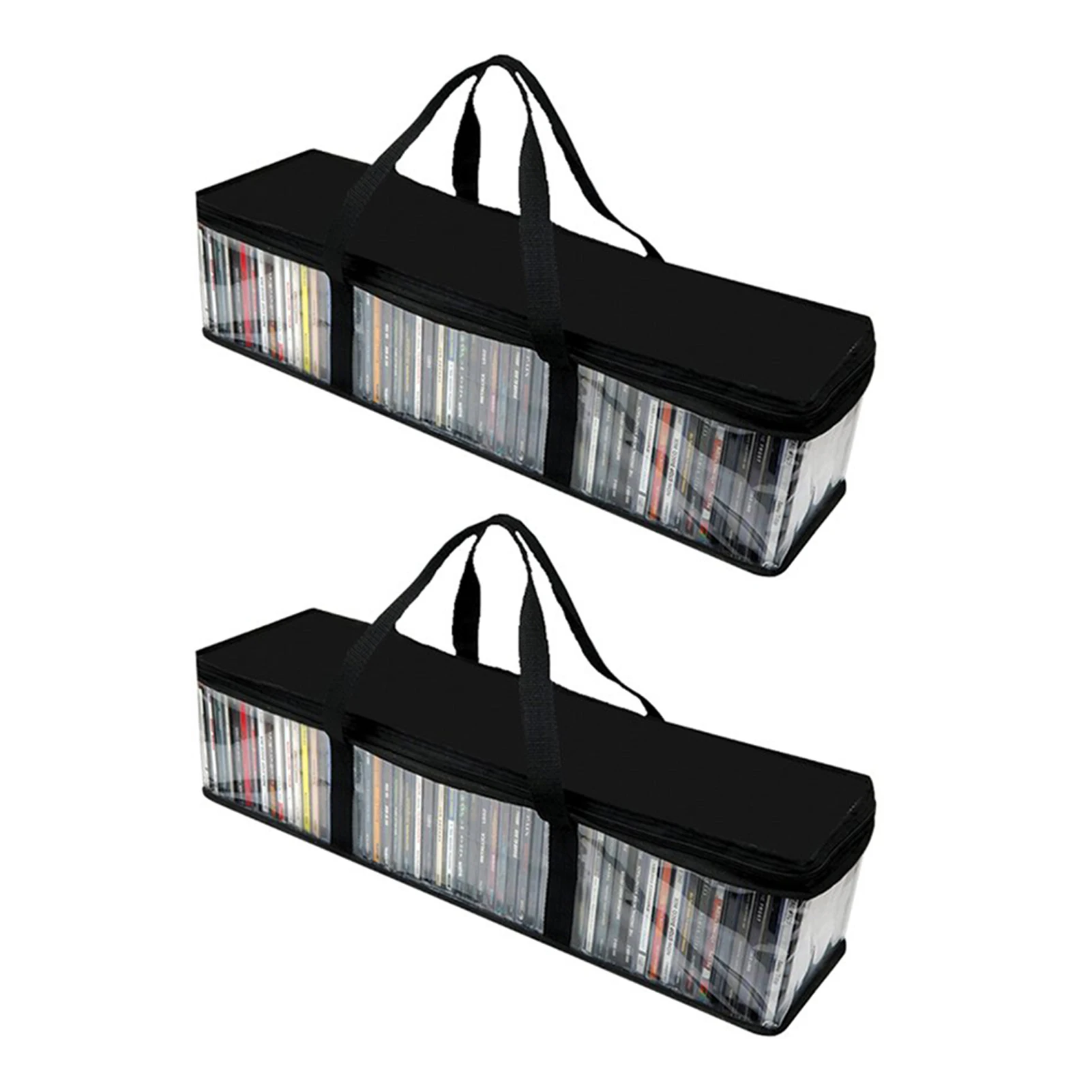Home DVD Storage Bag 2pcs 40 Capacity CD Holder With Handles Protective Zipper Tidy Media Case Clear Windows For Movies Portable cd dvd storage bag cd dvd storage case storage box bag