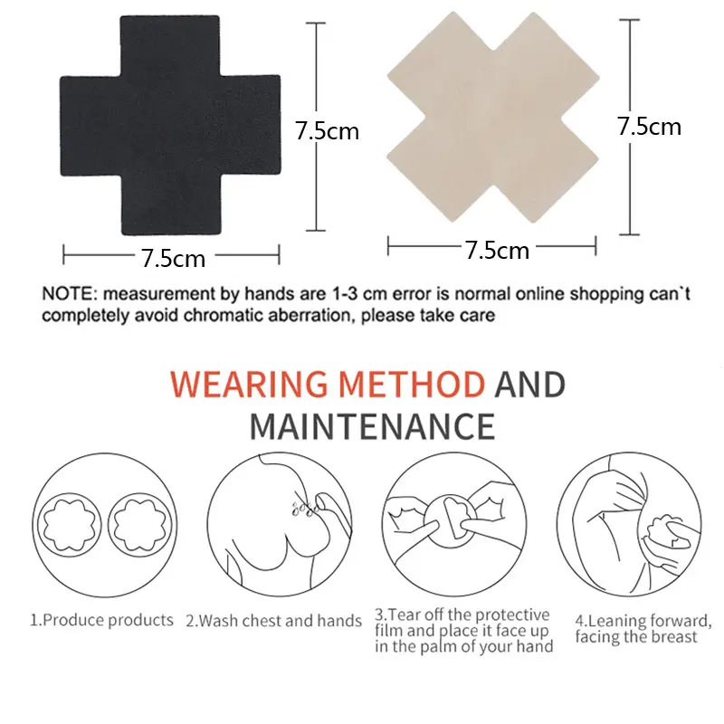 20pcs Black Women Cross Shape Self-Adhesive Disposable Nipple Cover Sexy Breast Pasties Stickers Invisible Breast Nipple Covers