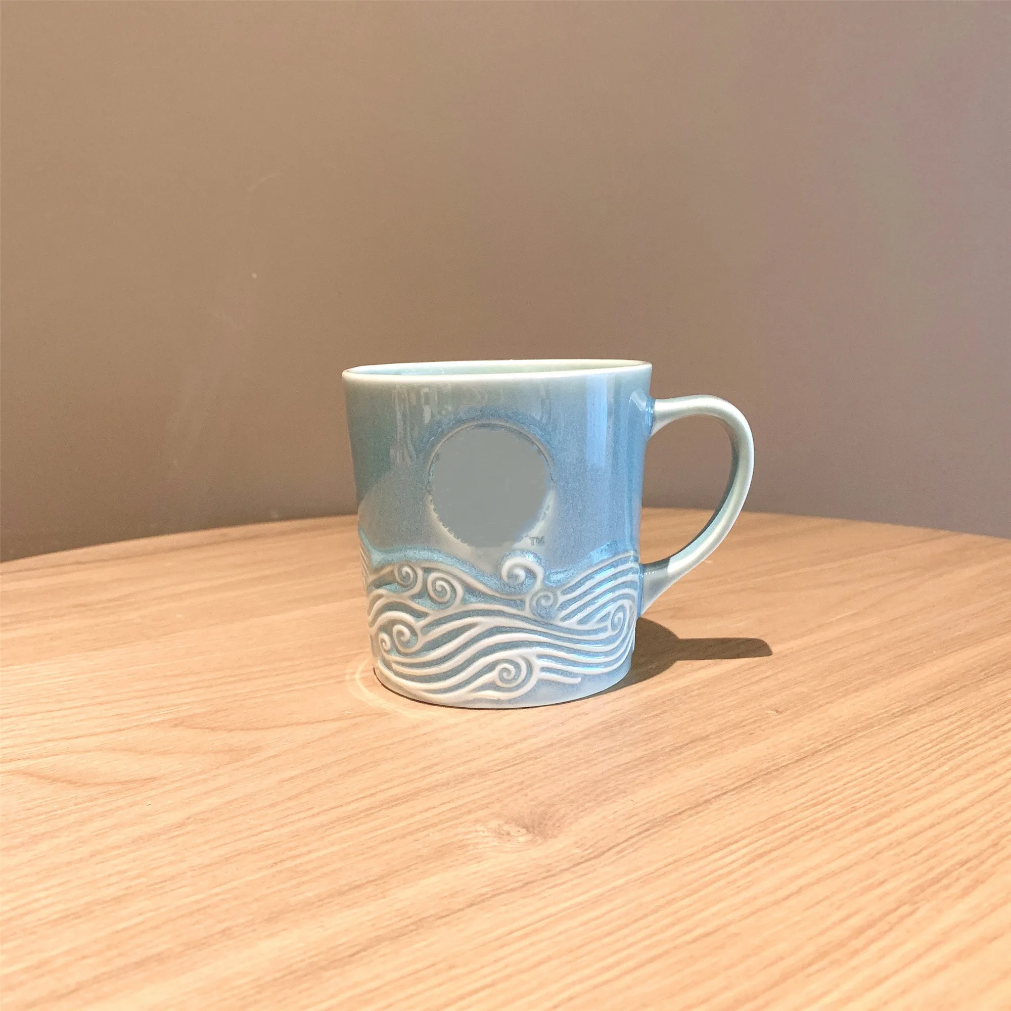 

Star Papa Mid-autumn Festival Cup Auspicious Cloud Relief Ceramic Mug Kiln Change Glaze Craft Blue Drinking Cup Coffee Cup