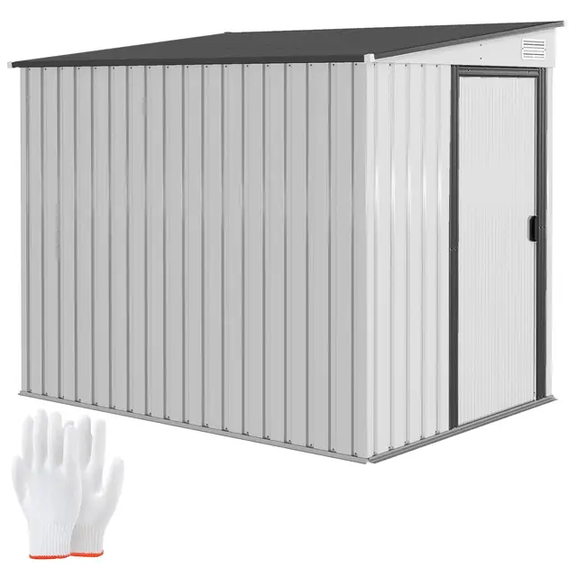 Abri de jardin en acier avec portes coulissantes et évents d'air 213x130x185cm Gris foncé 1
