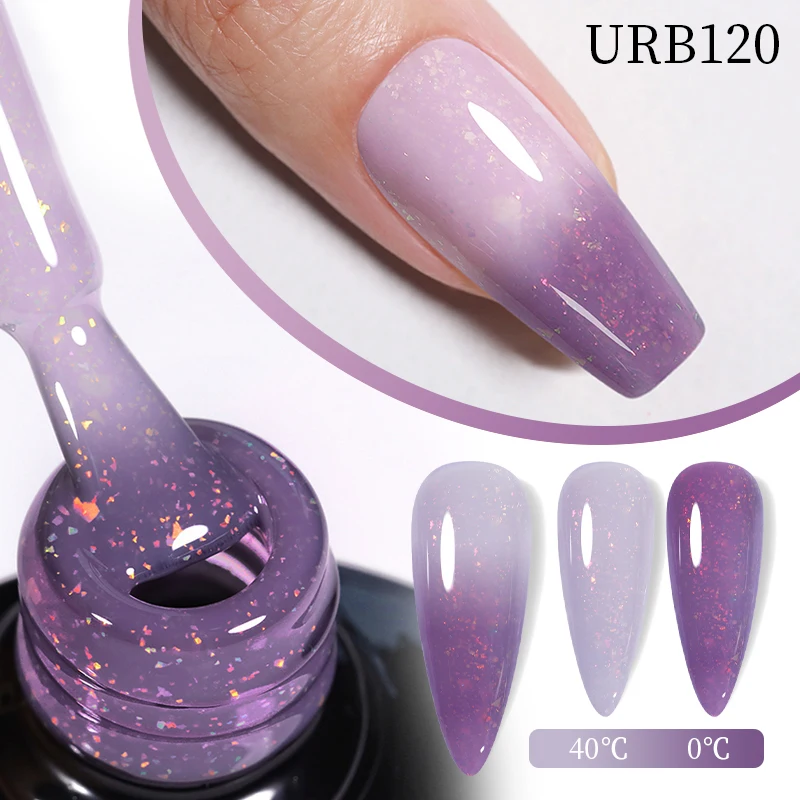 UR SUGAR 7ml Thermal Auroras Glitter Gel Nail Polish Winter Temperature 3 Colors Changing Soak Off UV LED Manicure Nails Gel 3
