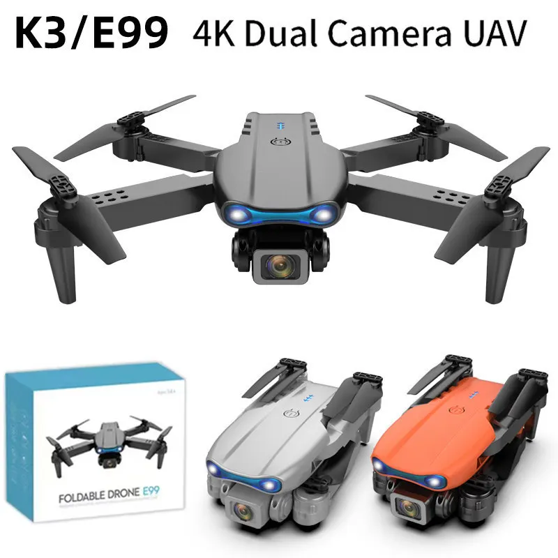 

Складной Дрон K3 4k с дистанционным управлением, HD Аэрофотосъемка, самолет с фиксированной высотой, ПДУ, игрушки E99Pro