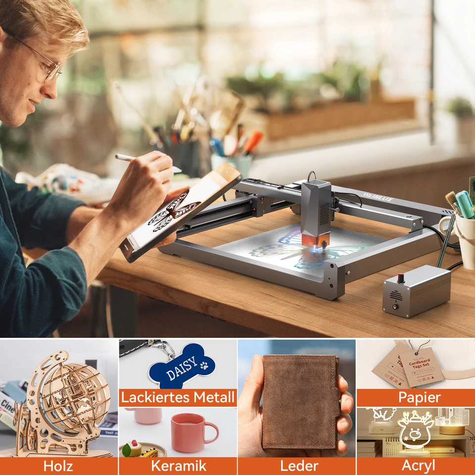 Wainlux l6 10wレーザー彫刻機、空気補助キット付き木製金属製レザー