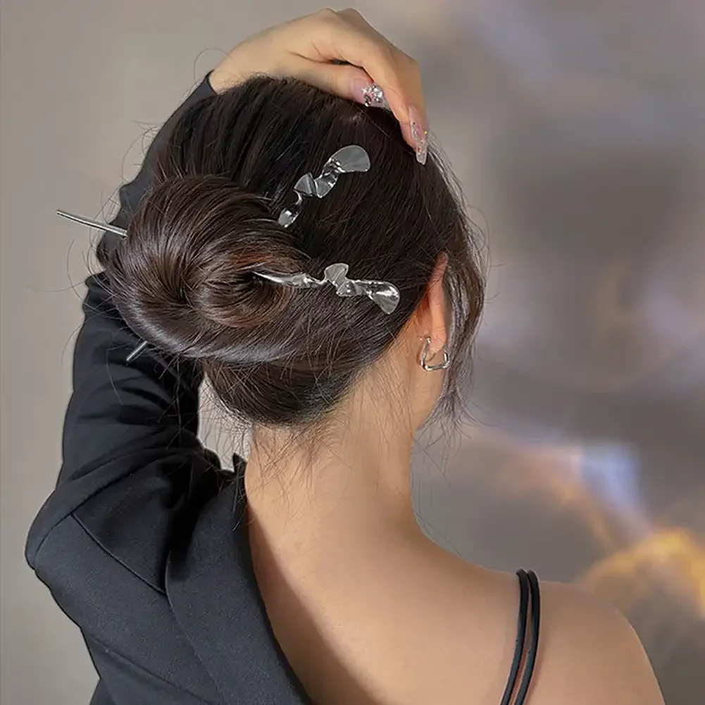 Chinesische Art Haarnadeln minimalist ischen Metall geometrischen Haars tift Frauen Essstäbchen Haars pange Pin Mode elegante Haarschmuck