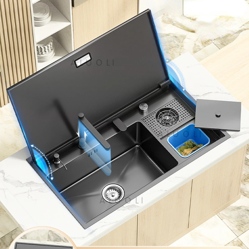 

Hidden sink With Cup washing machine sink With cover plate Kitchen Nano multifunctional 304 stainless steel Dishwashing sink