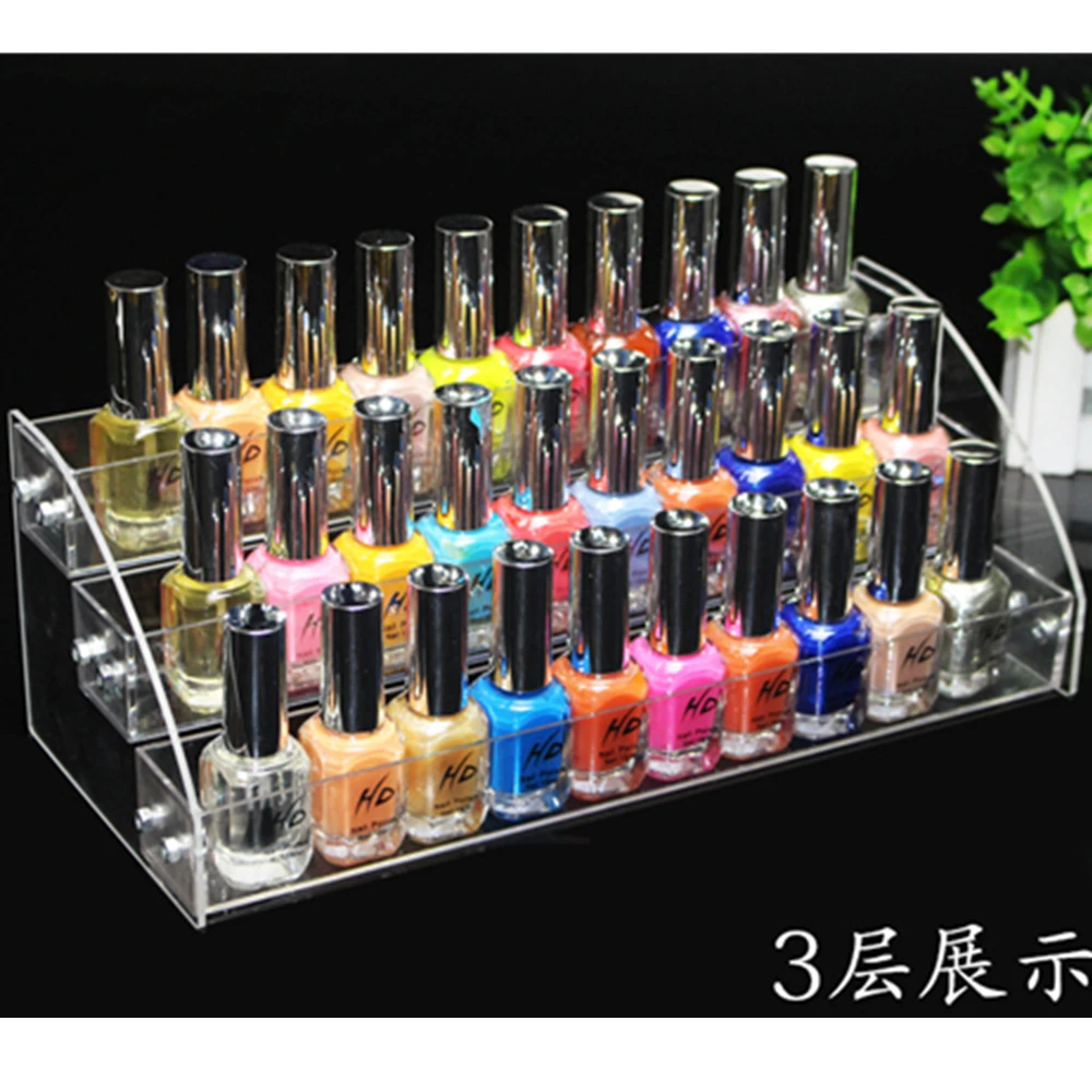 Multifunction Clear Acrylic Nail Polish Rack Cosmetic Display Stand Holder Manicure Tool Storage