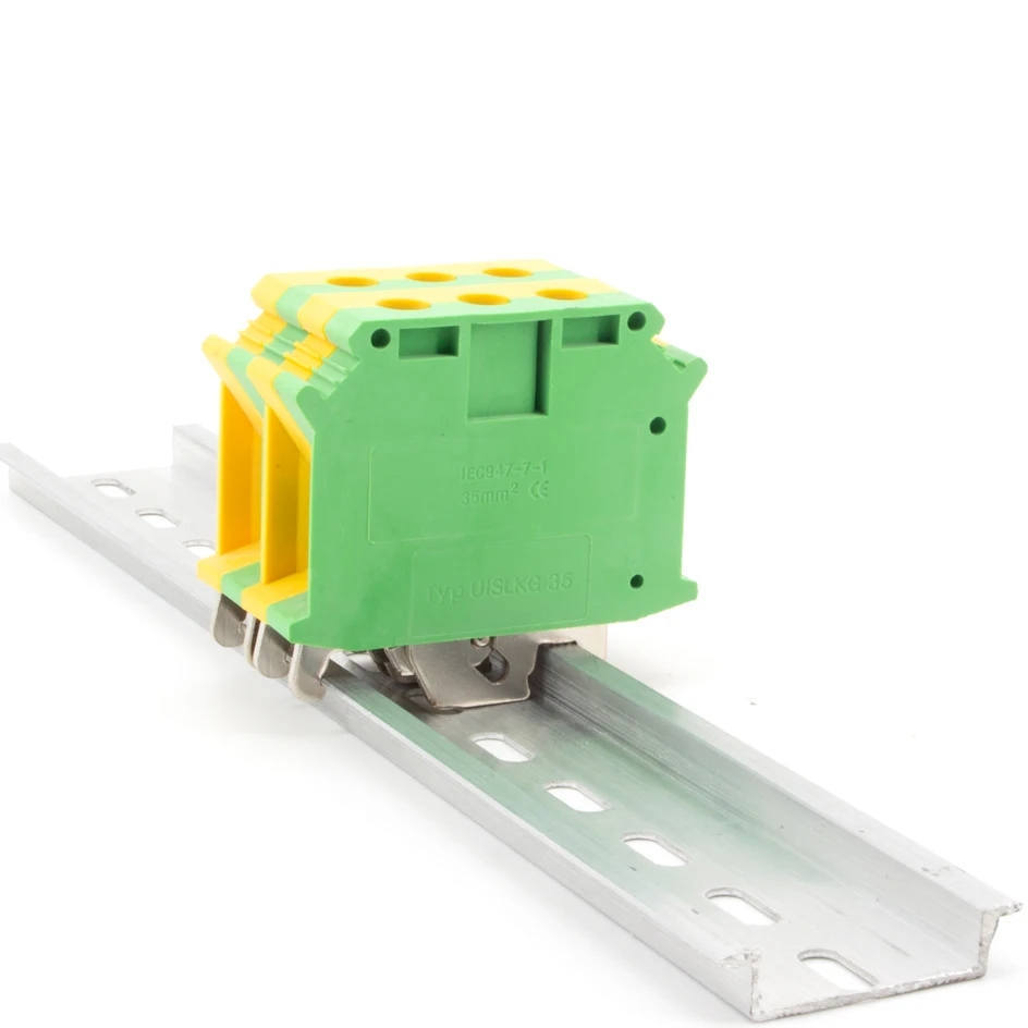 Description Picture 4 of item1 Pcs UISLKG-35-PE Din Rail Terminal Blocks Ground  Earth Universal Class Connector Screw Terminal Block UISLKG35 UISLKG 35 PE
