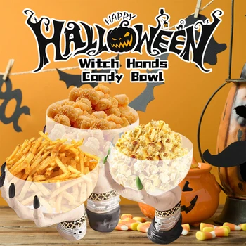 1/2pcs Halloween Decoration Candy Bowl Basket Witch Hands Snack Bowl Stand Creative Desktop Resin Crafts Ornaments Home Decor 1