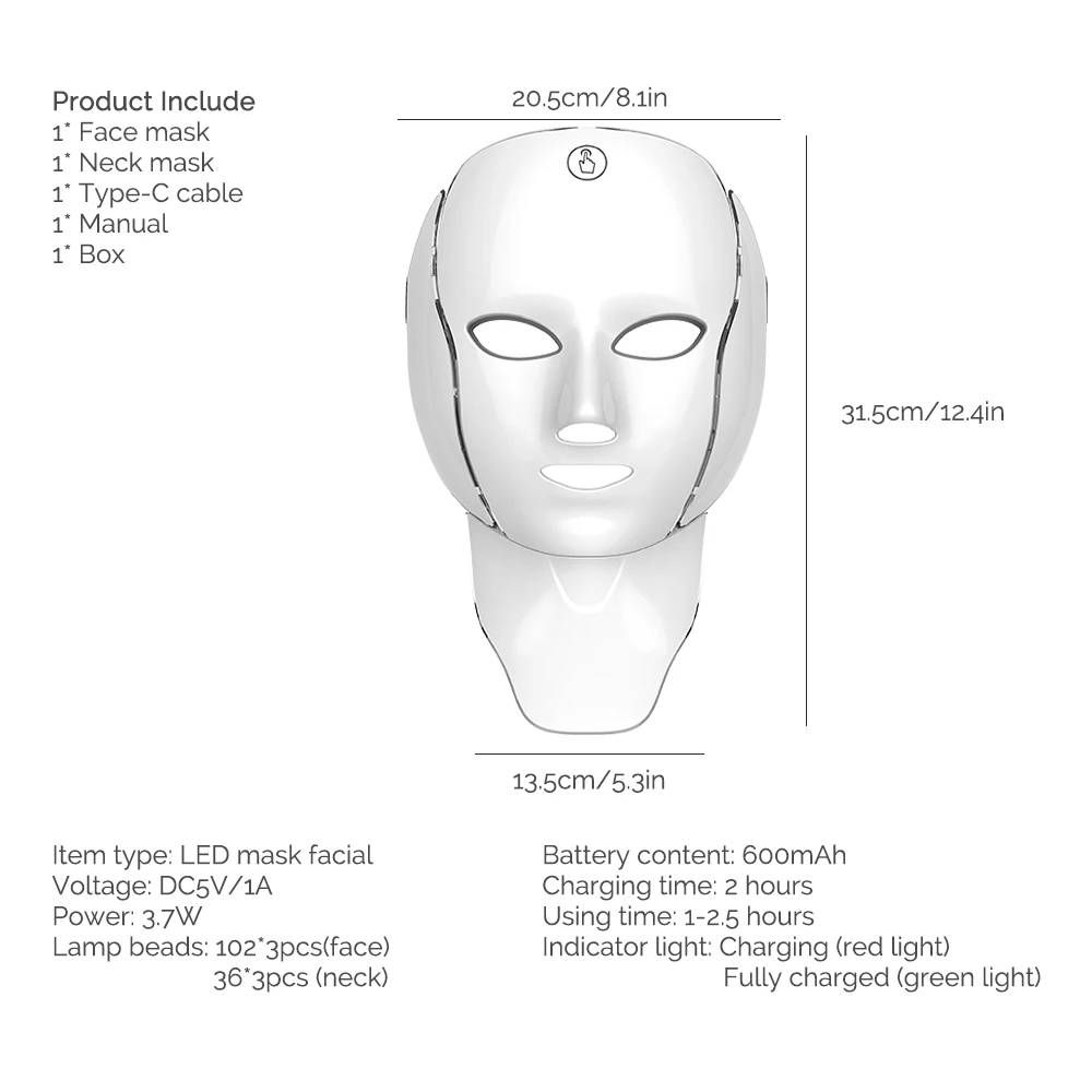 7-Color Rechargeable LED Photon Mask