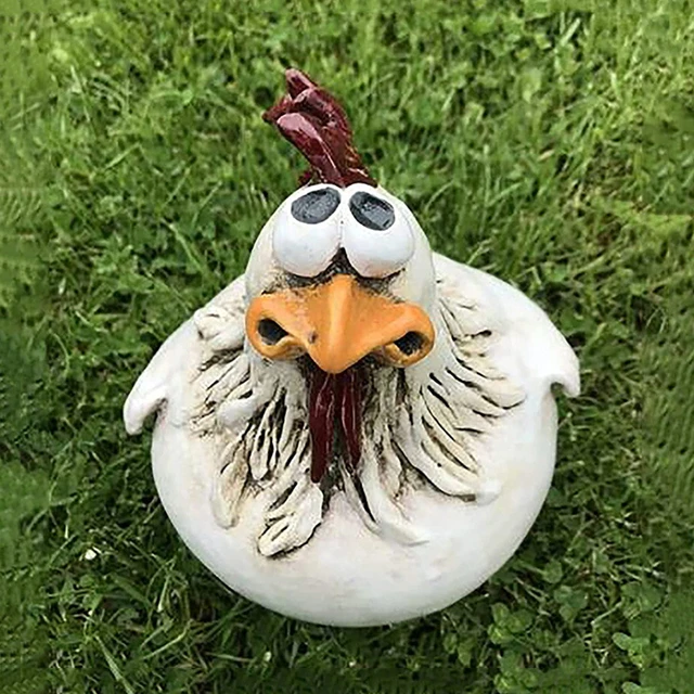 Vicces Csirke Kerítés Dekoráció Gyanta Szobrok Tyúk Szobor Művészeti Kézműves Otthoni Kültéri Kerti Farm Udvar Dekorációk - Image 4
