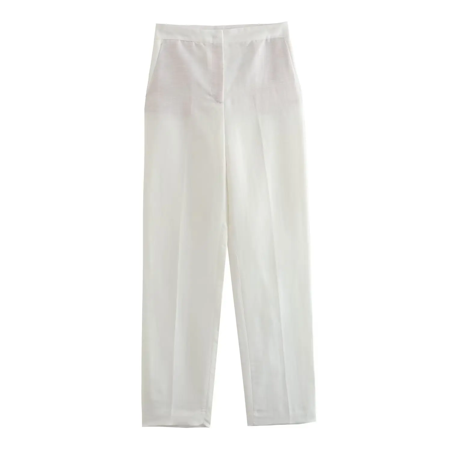 Jenny&Dave Casual Straight Suit pants women's Sets French Fashion Blogger White Double-Breasted Linen Vest Tops