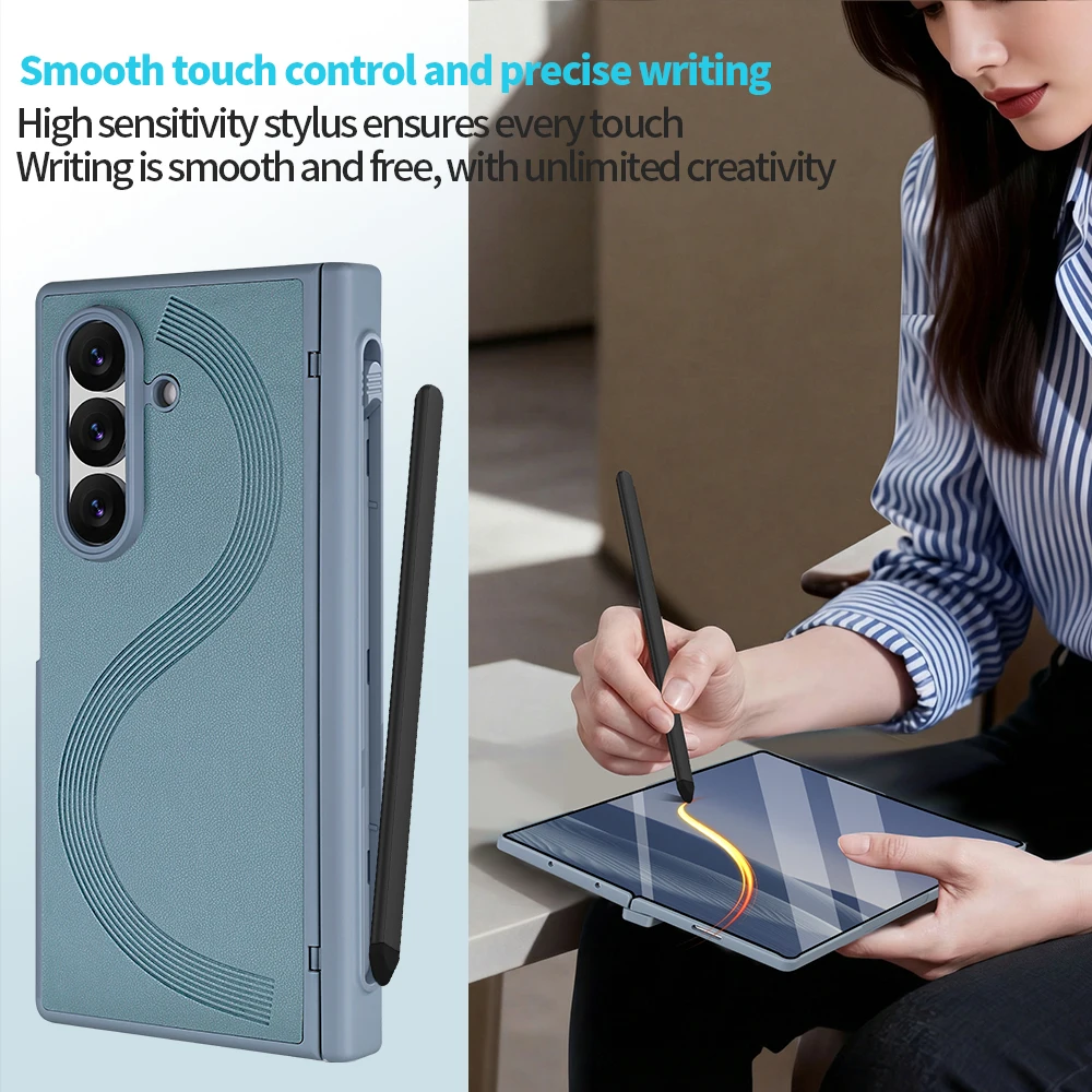 Premium PU Leather Foldable Case with Magnetic Hinge Protector, Stylus, and Privacy Screen Film