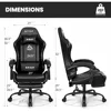 GAMING Video Gaming Chair with Footrest High Back Ergonomic Comfortable Office Computer Desk with Lumbar Support Height 3