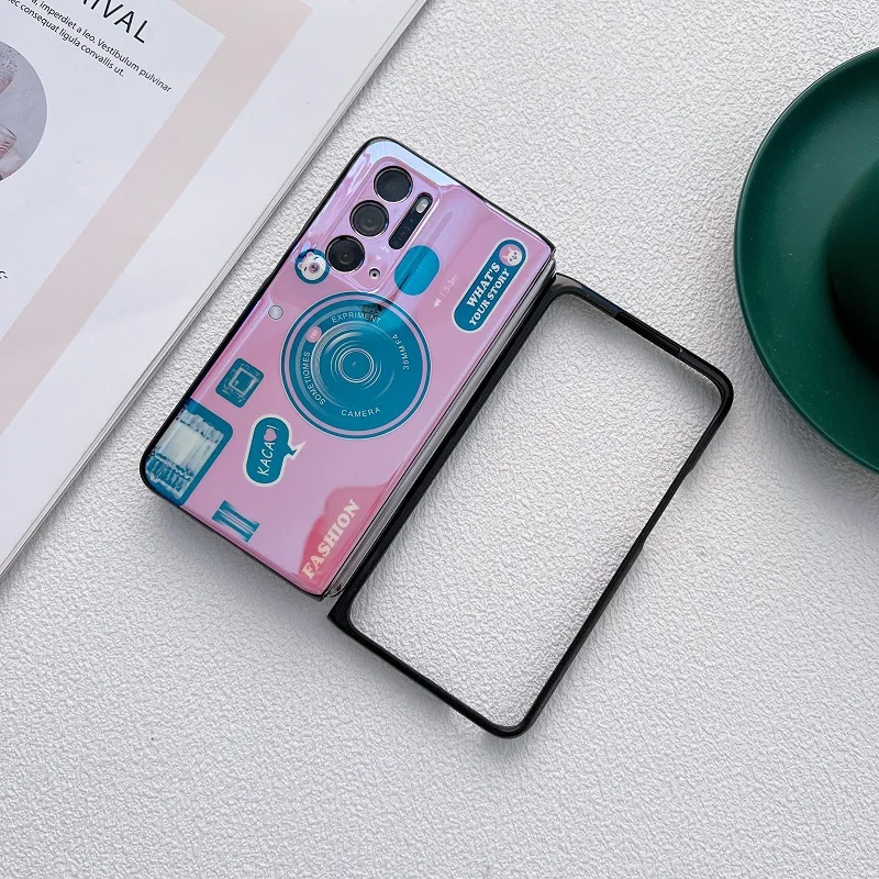 for OPPO Find N Case Silicone IMD Camera Pattern Cover Shockproof Flip Folding Blue Light Phone Shell for OPPO Find N Fundas